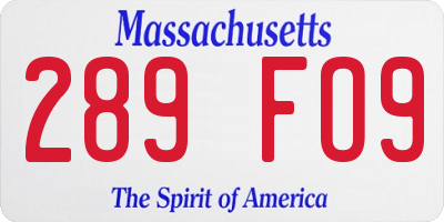 MA license plate 289FO9