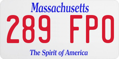 MA license plate 289FP0
