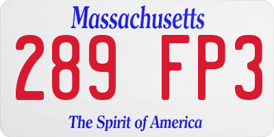 MA license plate 289FP3
