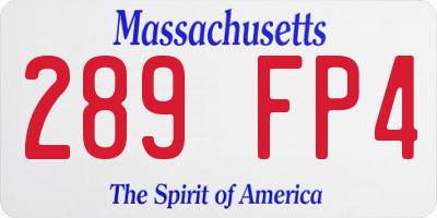 MA license plate 289FP4