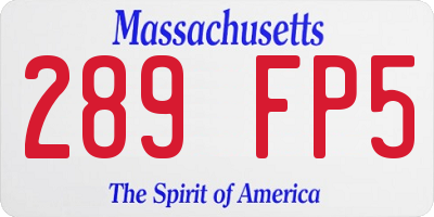 MA license plate 289FP5
