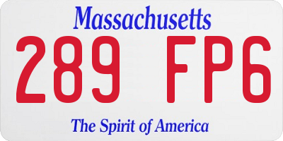 MA license plate 289FP6