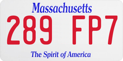MA license plate 289FP7