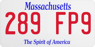 MA license plate 289FP9