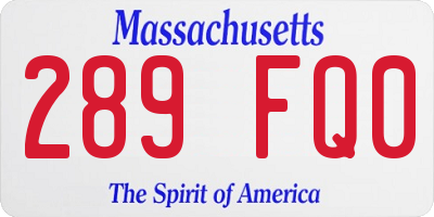 MA license plate 289FQ0