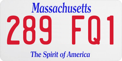 MA license plate 289FQ1
