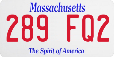 MA license plate 289FQ2
