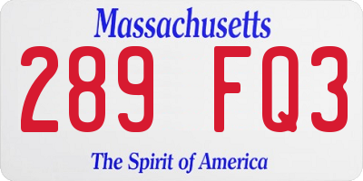 MA license plate 289FQ3