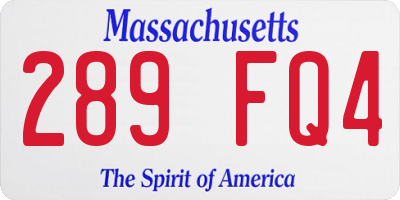 MA license plate 289FQ4
