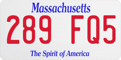 MA license plate 289FQ5