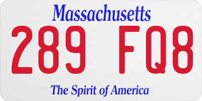 MA license plate 289FQ8