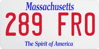 MA license plate 289FR0