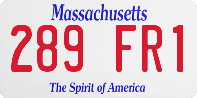 MA license plate 289FR1