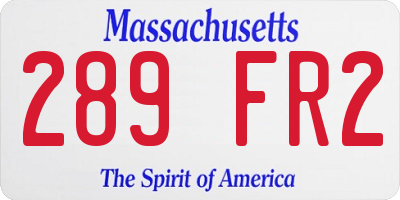 MA license plate 289FR2