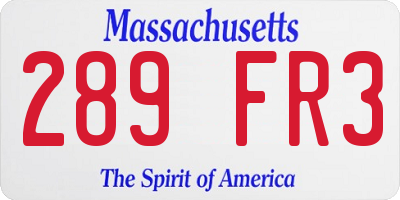 MA license plate 289FR3