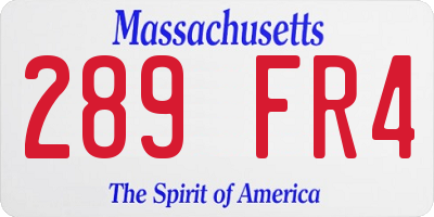 MA license plate 289FR4