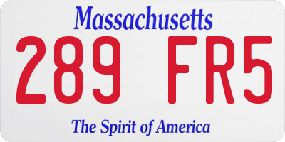 MA license plate 289FR5