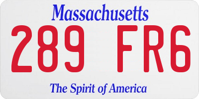 MA license plate 289FR6