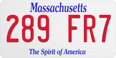 MA license plate 289FR7