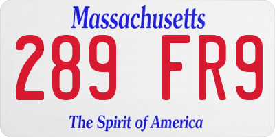 MA license plate 289FR9