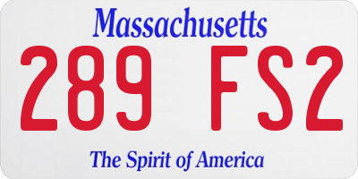 MA license plate 289FS2