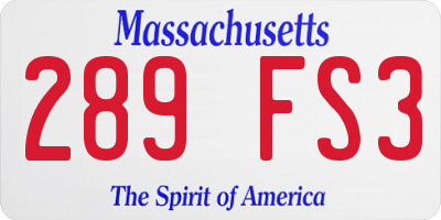 MA license plate 289FS3