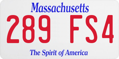 MA license plate 289FS4