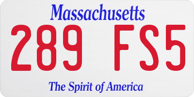MA license plate 289FS5