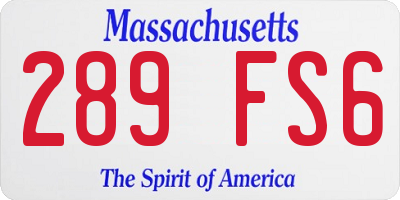 MA license plate 289FS6