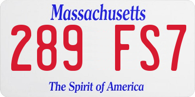MA license plate 289FS7