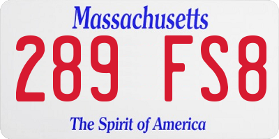 MA license plate 289FS8