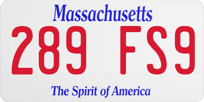 MA license plate 289FS9