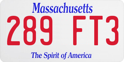 MA license plate 289FT3
