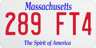 MA license plate 289FT4