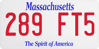 MA license plate 289FT5