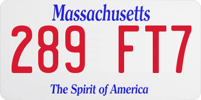 MA license plate 289FT7