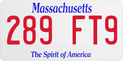 MA license plate 289FT9