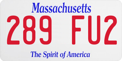MA license plate 289FU2