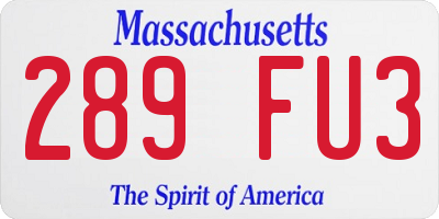 MA license plate 289FU3