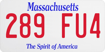 MA license plate 289FU4