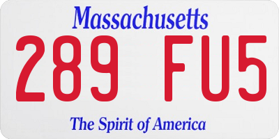 MA license plate 289FU5
