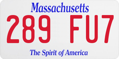 MA license plate 289FU7