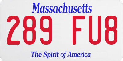 MA license plate 289FU8