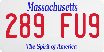 MA license plate 289FU9