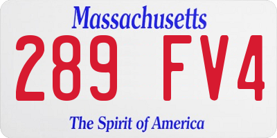 MA license plate 289FV4