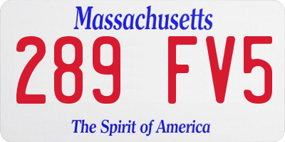 MA license plate 289FV5