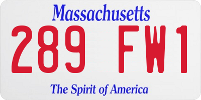 MA license plate 289FW1