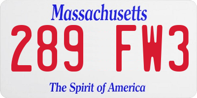 MA license plate 289FW3