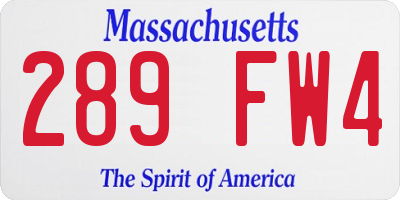 MA license plate 289FW4