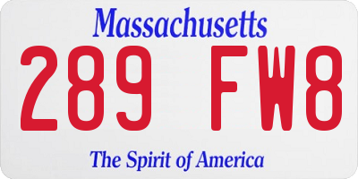 MA license plate 289FW8